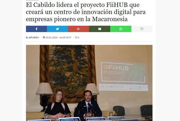 El Cabildo lidera el proyecto FiiHUB que creará un centro de innovación digital para empresas pionero en la Macaronesia