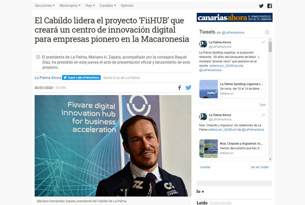 El Cabildo lidera el proyecto ‘FiiHUB’ que creará un centro de innovación digital para empresas pionero en la Macaronesia
