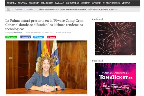 La Palma estará presente en la ‘Fiware Camp Gran Canaria’ donde se difunden las últimas tendencias tecnológicas